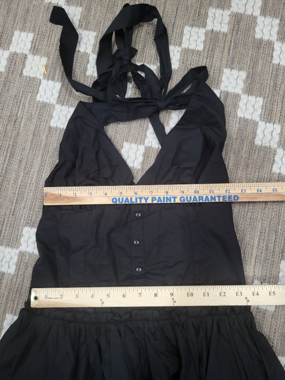 NWT Jacquie The Label maxi black cotton Dress halter ruched L Poplin pinup retro - Picture 9 of 11